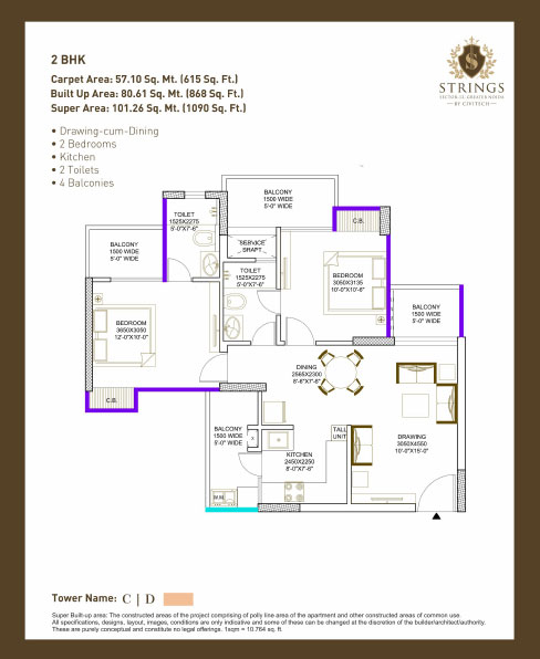 civitech strings 2 bhk flats floor plan