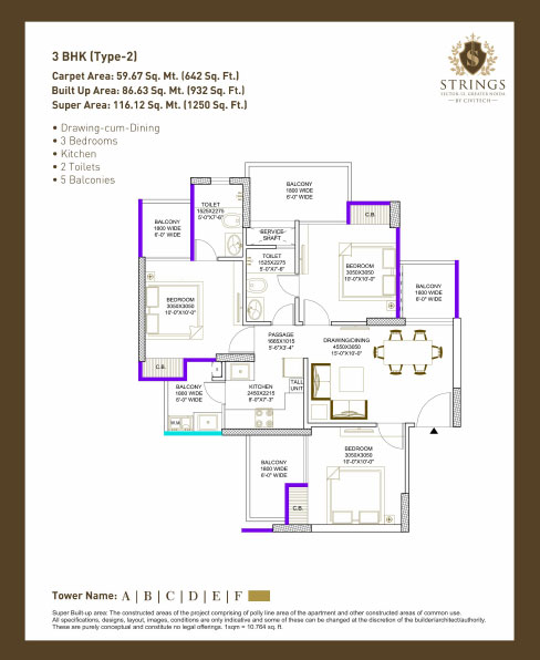 Civitech strings 3bhk flats floor plan